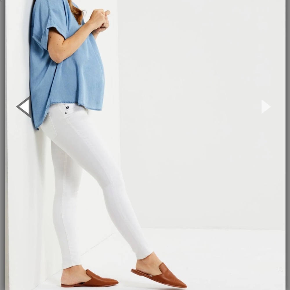 Ag Adriano Goldschmied Maternity Over the Belly White Skinny Jeans